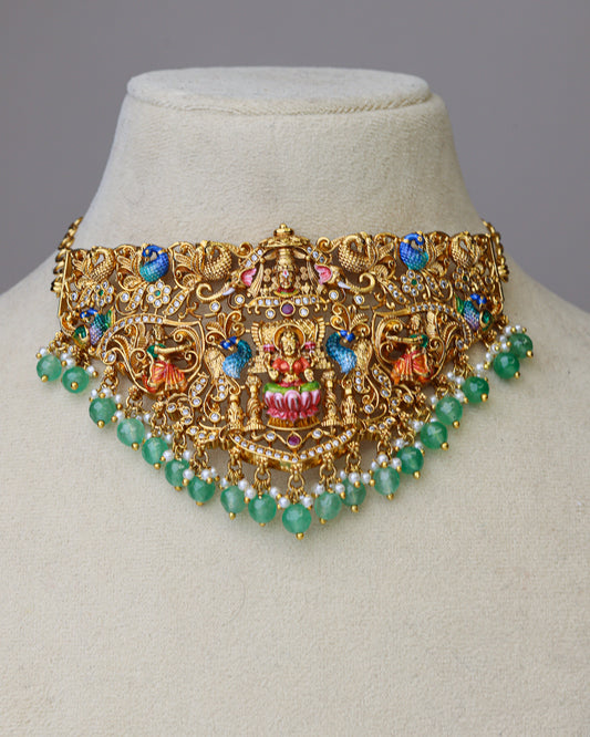 Aarunya Temple Meenakari Necklace set Temple Jewellery By Suwarnikaa Jewels