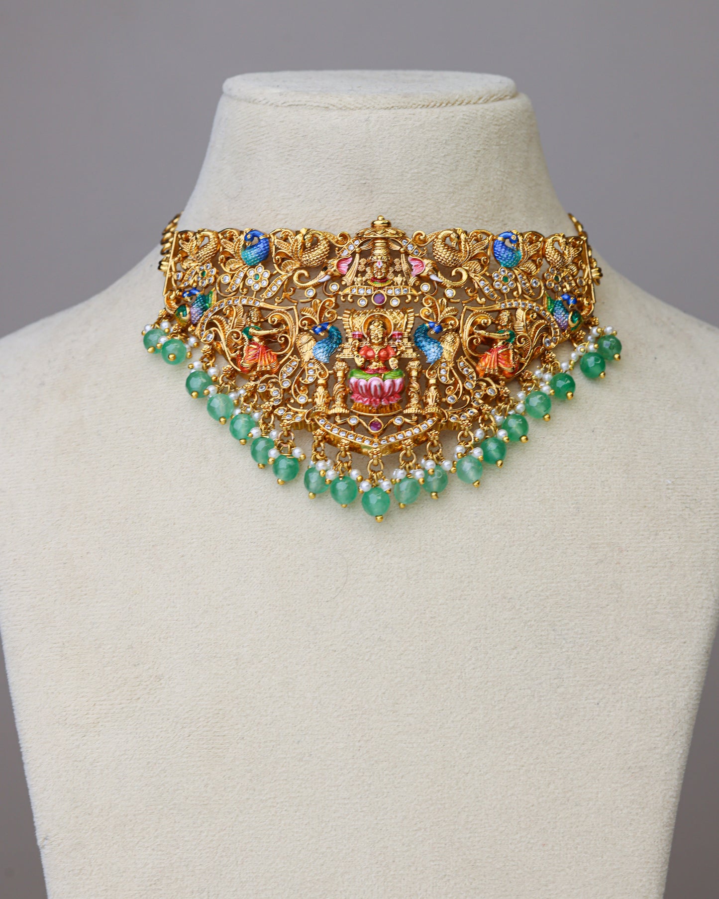 Aarunya Temple Meenakari Necklace set Temple Jewellery By Suwarnikaa Jewels