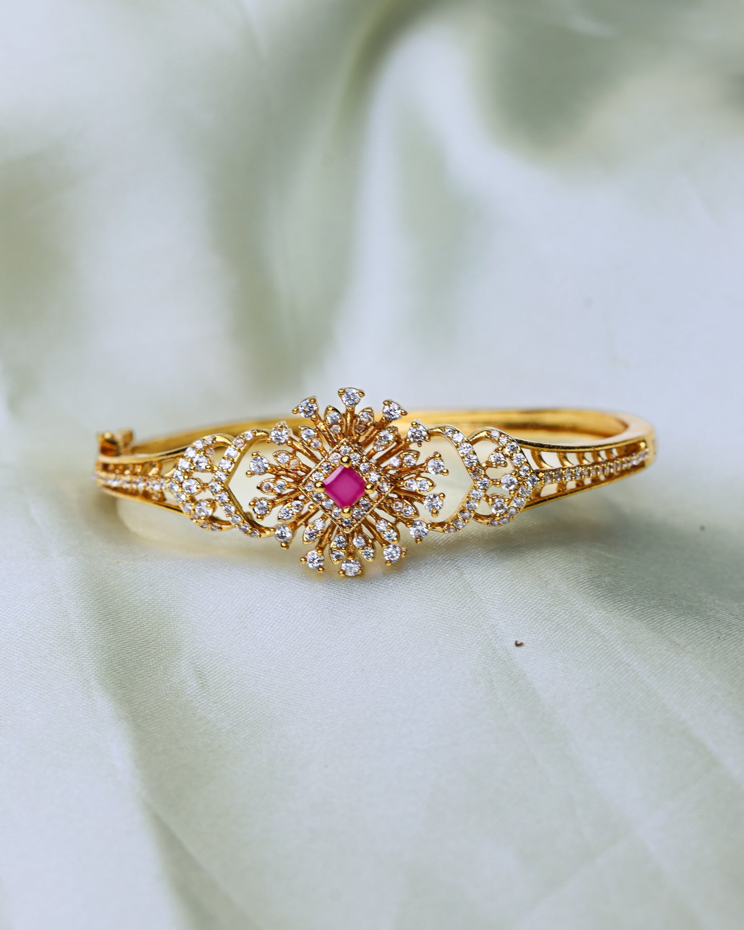 Ruby Floral Grace Kada – Openable Free Size – By Suwarnikaa Jewels