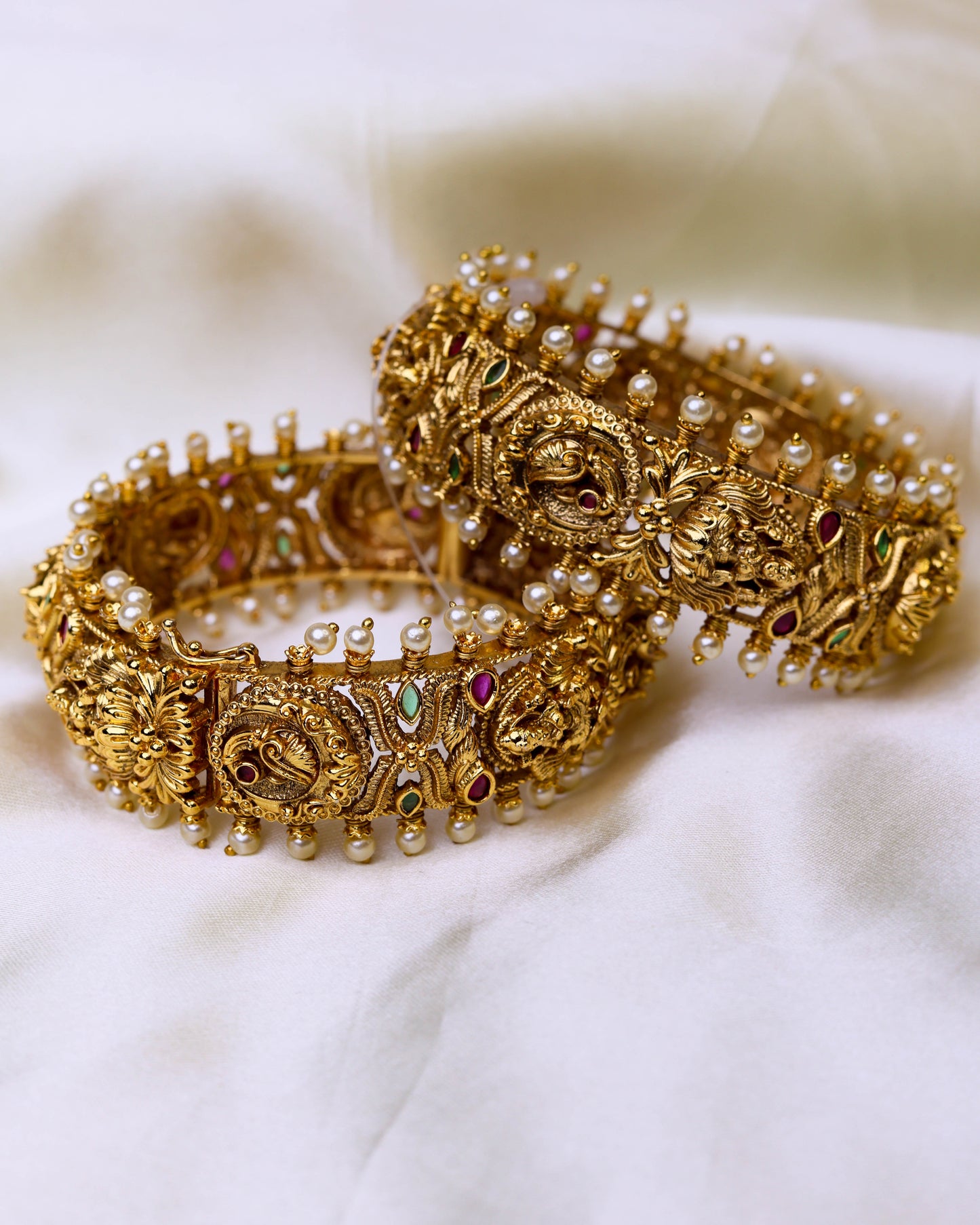 Pearl Peacock Heritage Kada ( openable ) Fits to 2.4 & 2.6" size