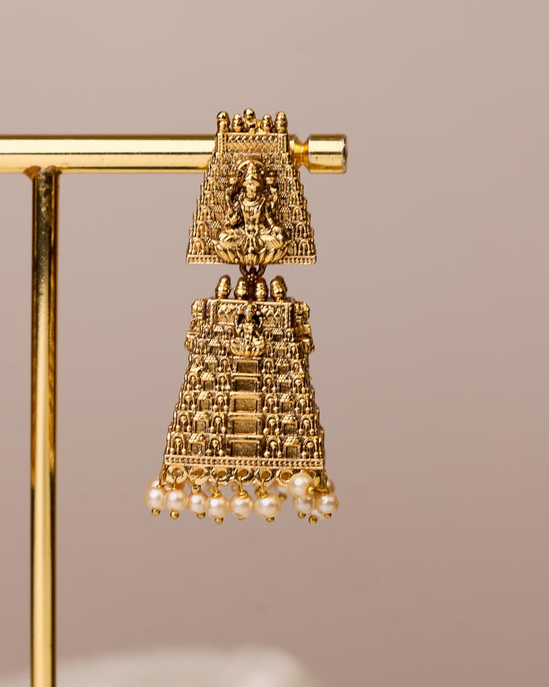 Suwarna Gopura premium Gold Polished Earings by Suwarnikaa jewels