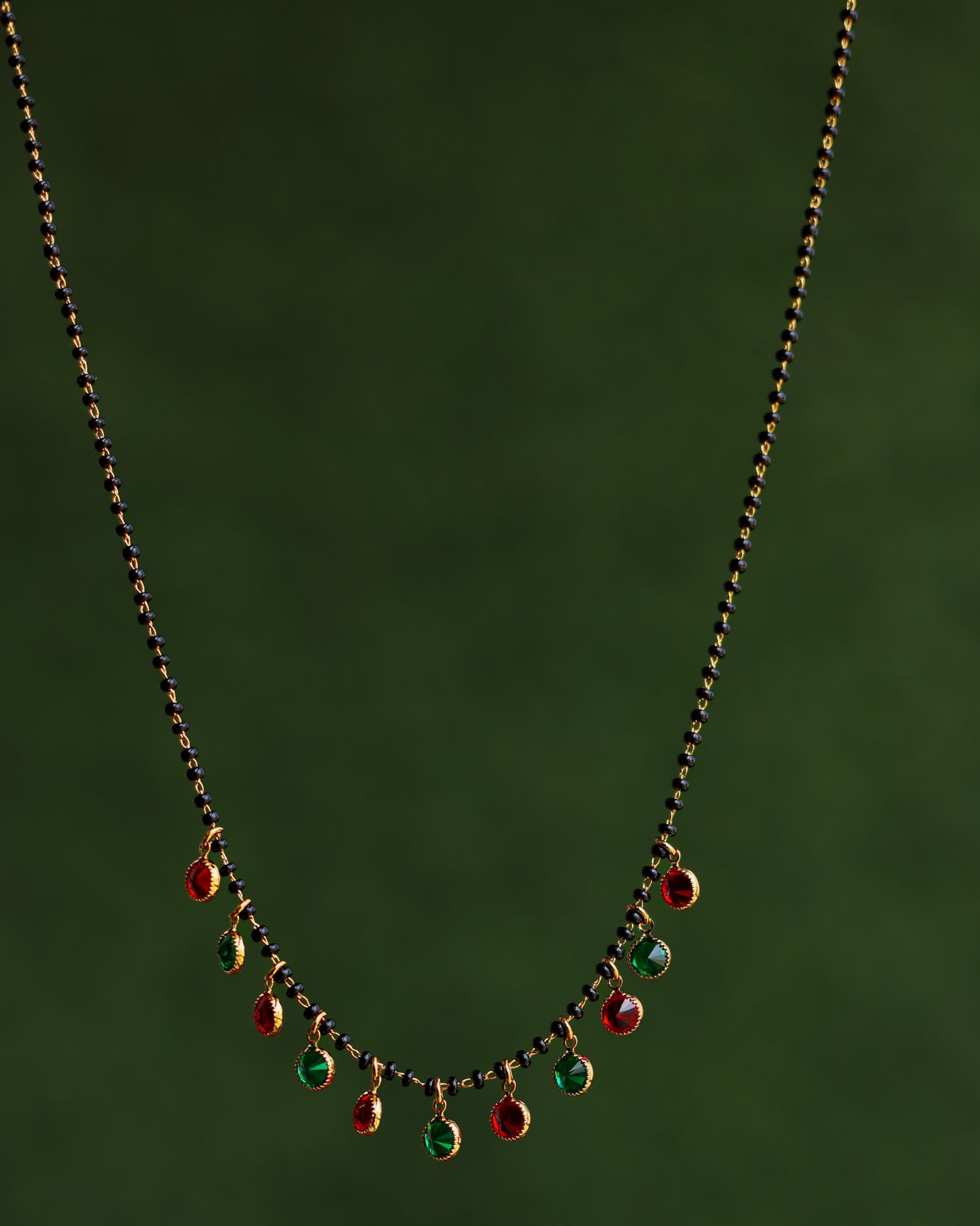 Nithya Ratna Black Beads Chain 18"inches – Premium Gold Polish Black beads by Suwarnikaa Jewels