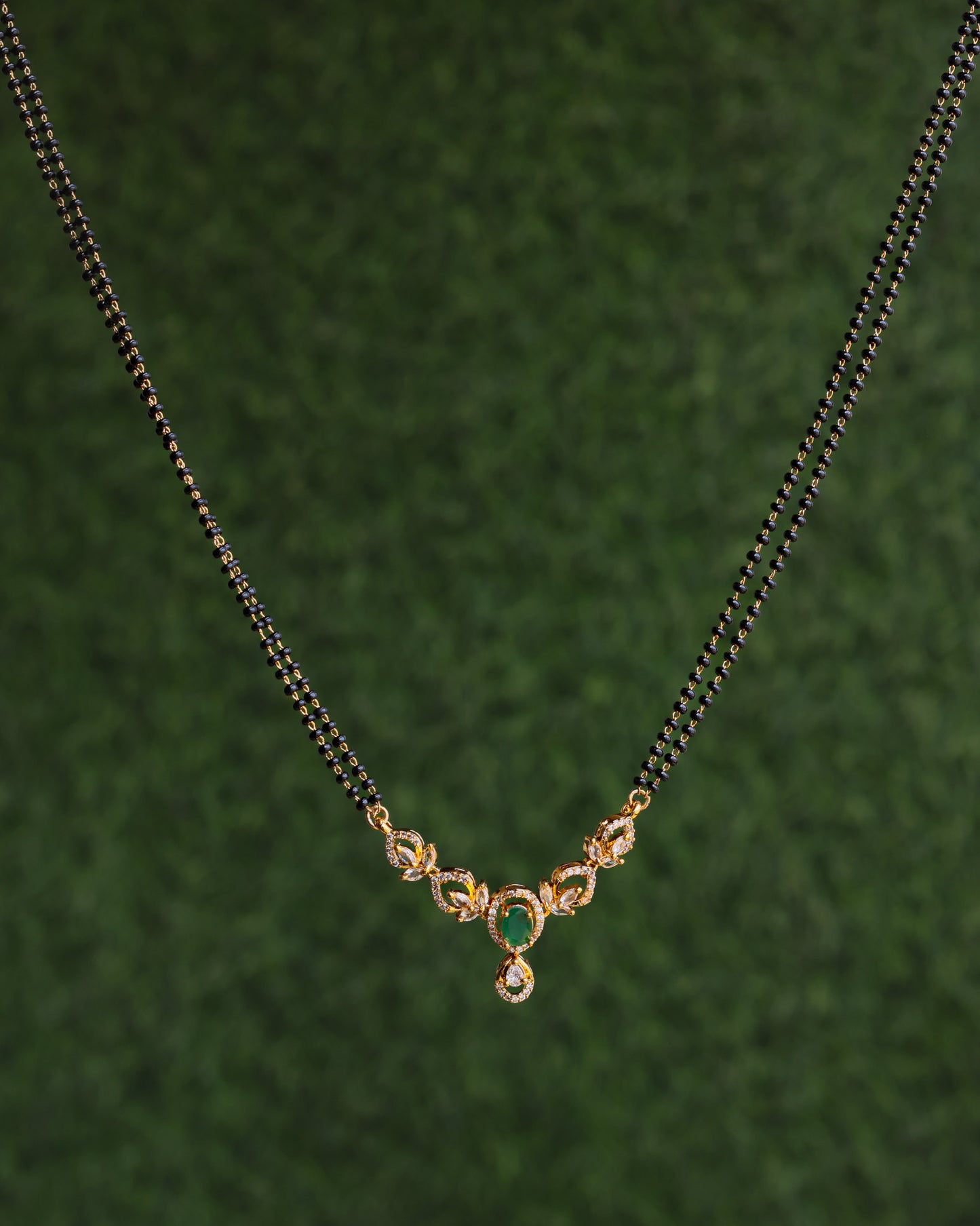 Anvika Black Beads Chain 18"inches – Premium Gold Polish Chain by Suwarnikaa Jewels