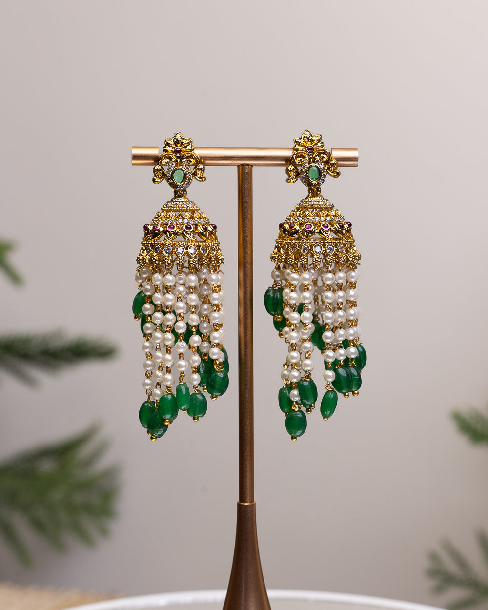 Haritha Ratna Jhumkas by Suwarnikaa jewels