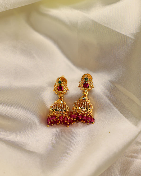 Lohita Shobha Jhumkalu premium Gold Polished Earings by Suwarnikaa jewels