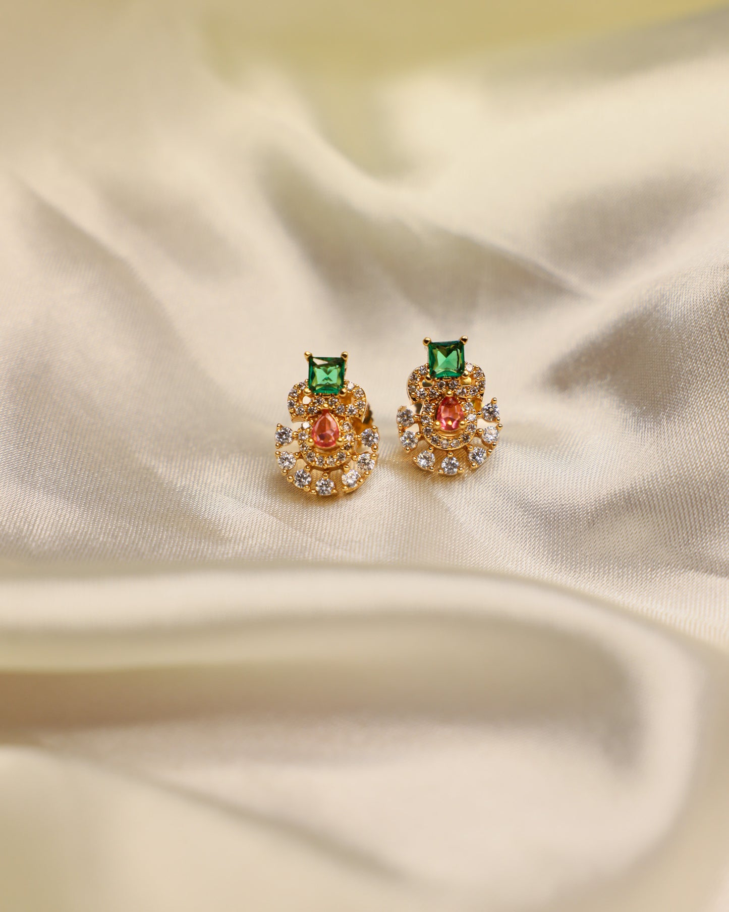 Sri Ratnika Studs premium Gold Polished Earings by Suwarnikaa jewels