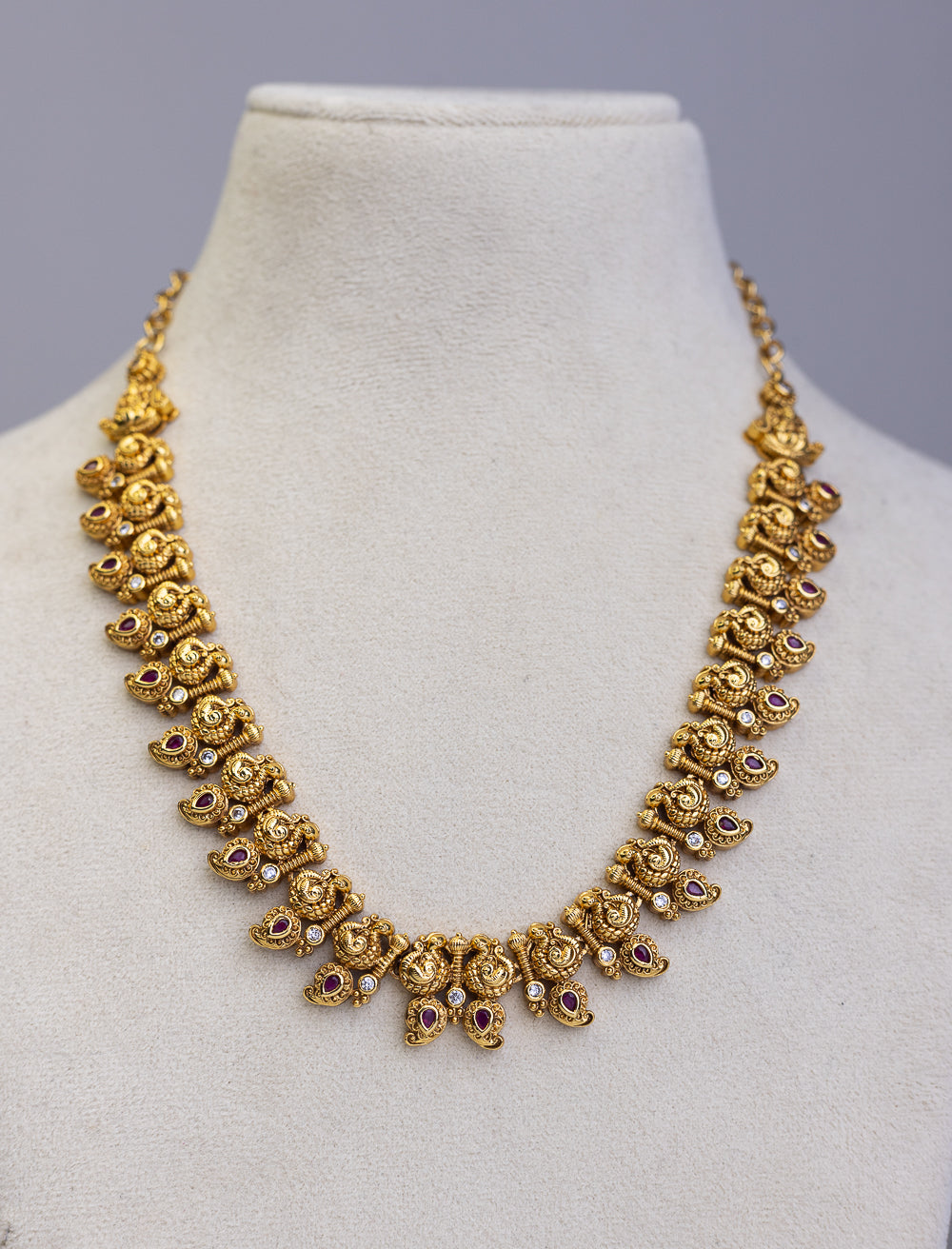Ratnamanjari Antique Necklace Set- – By Suwarnikaa Jewels