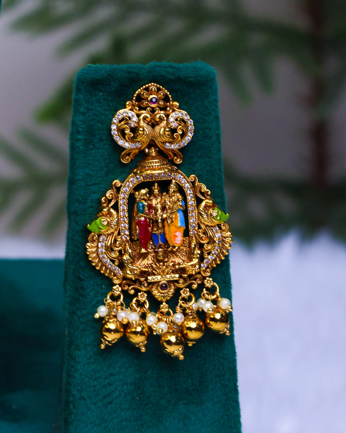 SriDevi Parinayam Mangala Vaibhavam meenakari Temple Necklace Set by suwarnikaa jewels