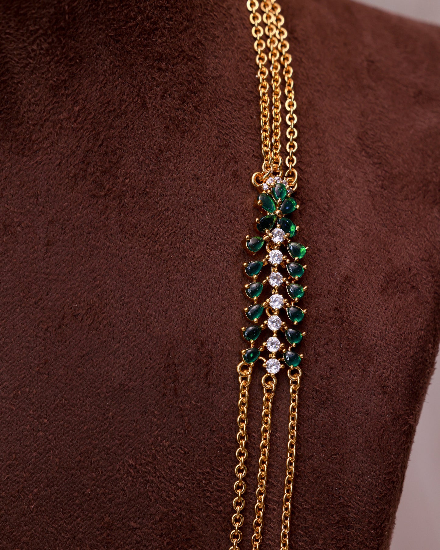 Srivalli Classic Chandra Haram(30"- 3 Line) – Premium Multi-Layer Gold Finish Long Chain Necklace By Suwarnikaa Jewels