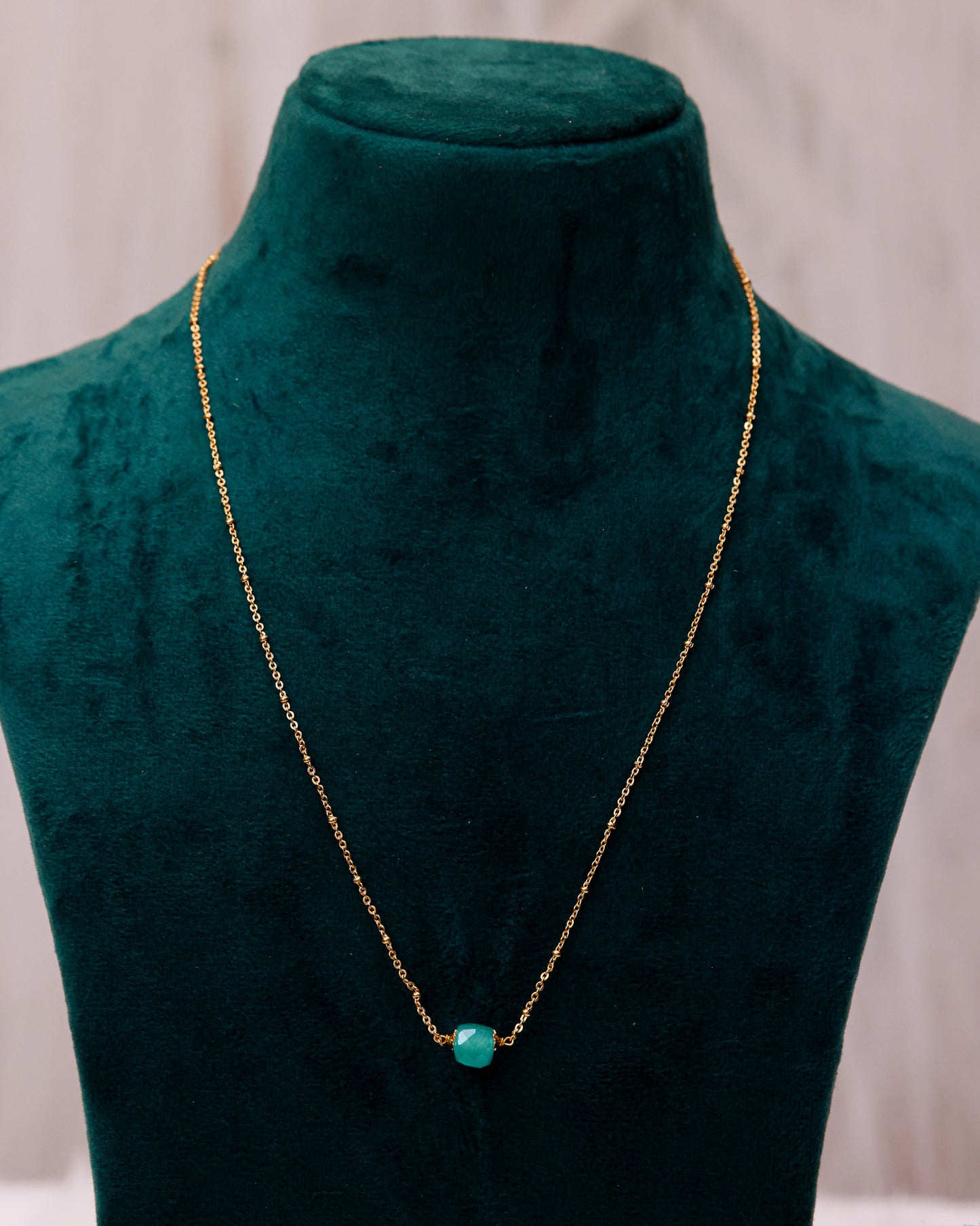 Aqua Drop Neck Chain(18") for Daily & Office Wear By Suwarnikaa Jewels