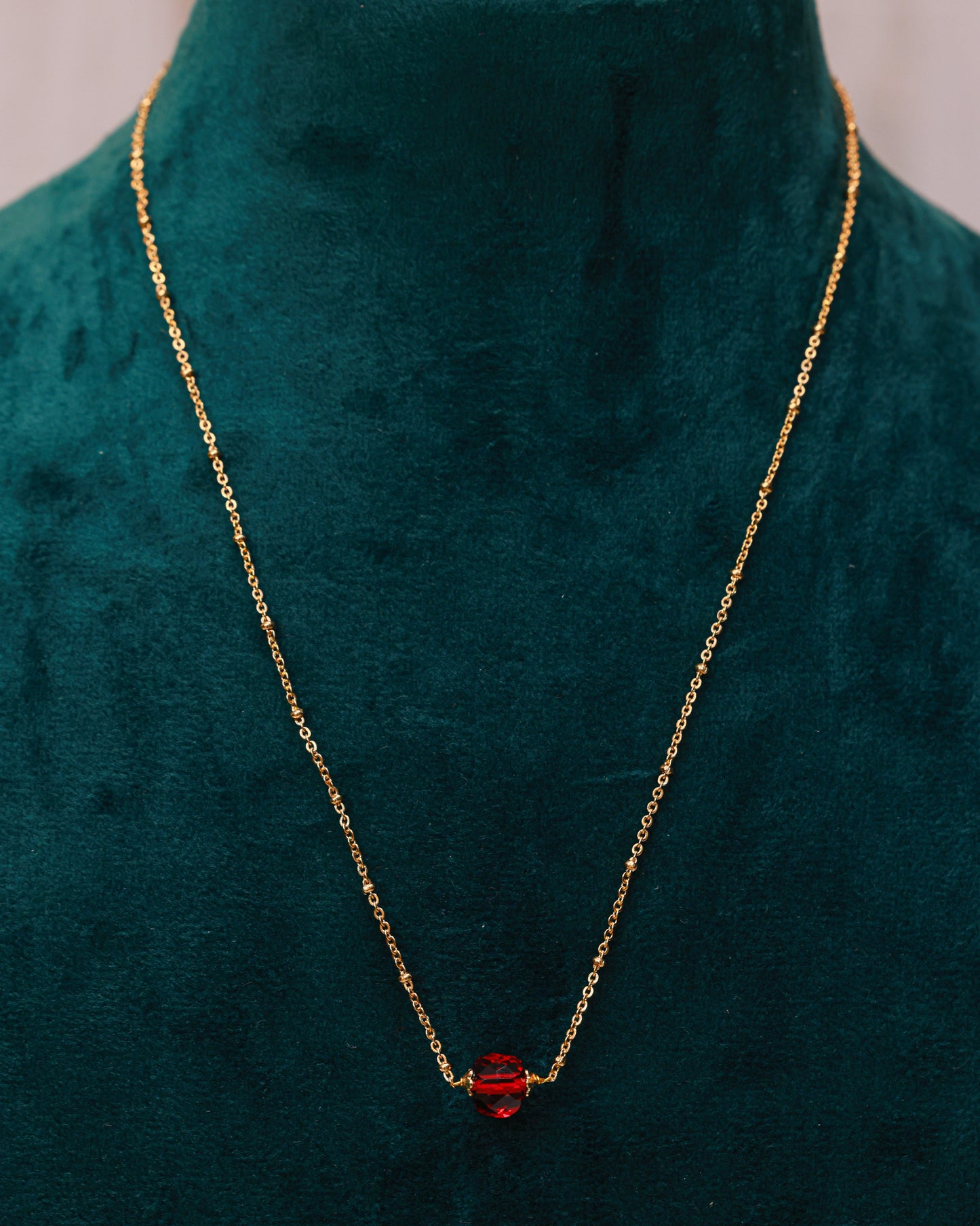 Ruby Drop Neck Chain(16") for Daily & Office Wear By Suwarnikaa Jewels
