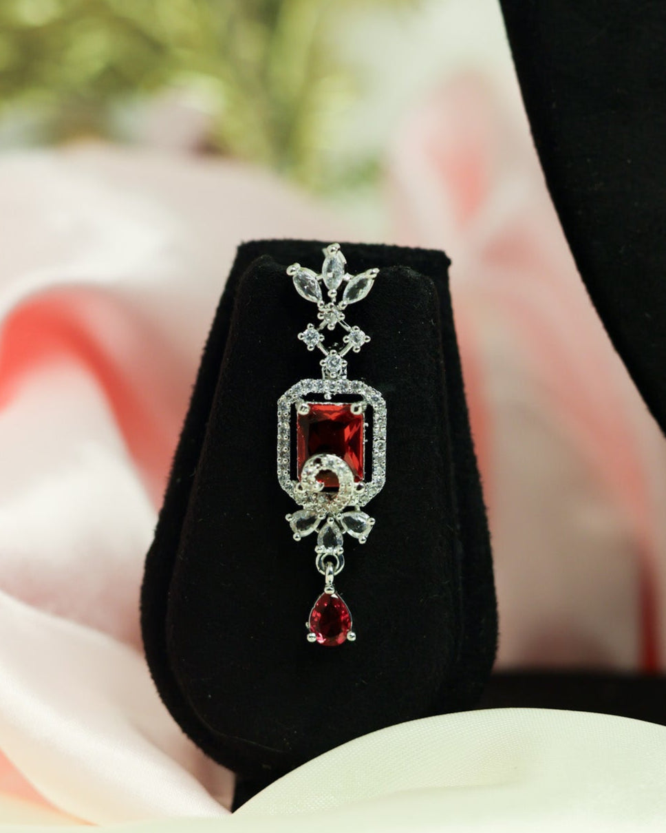 Suwarnikaa’s Red Majesty American Diamond Necklace set
