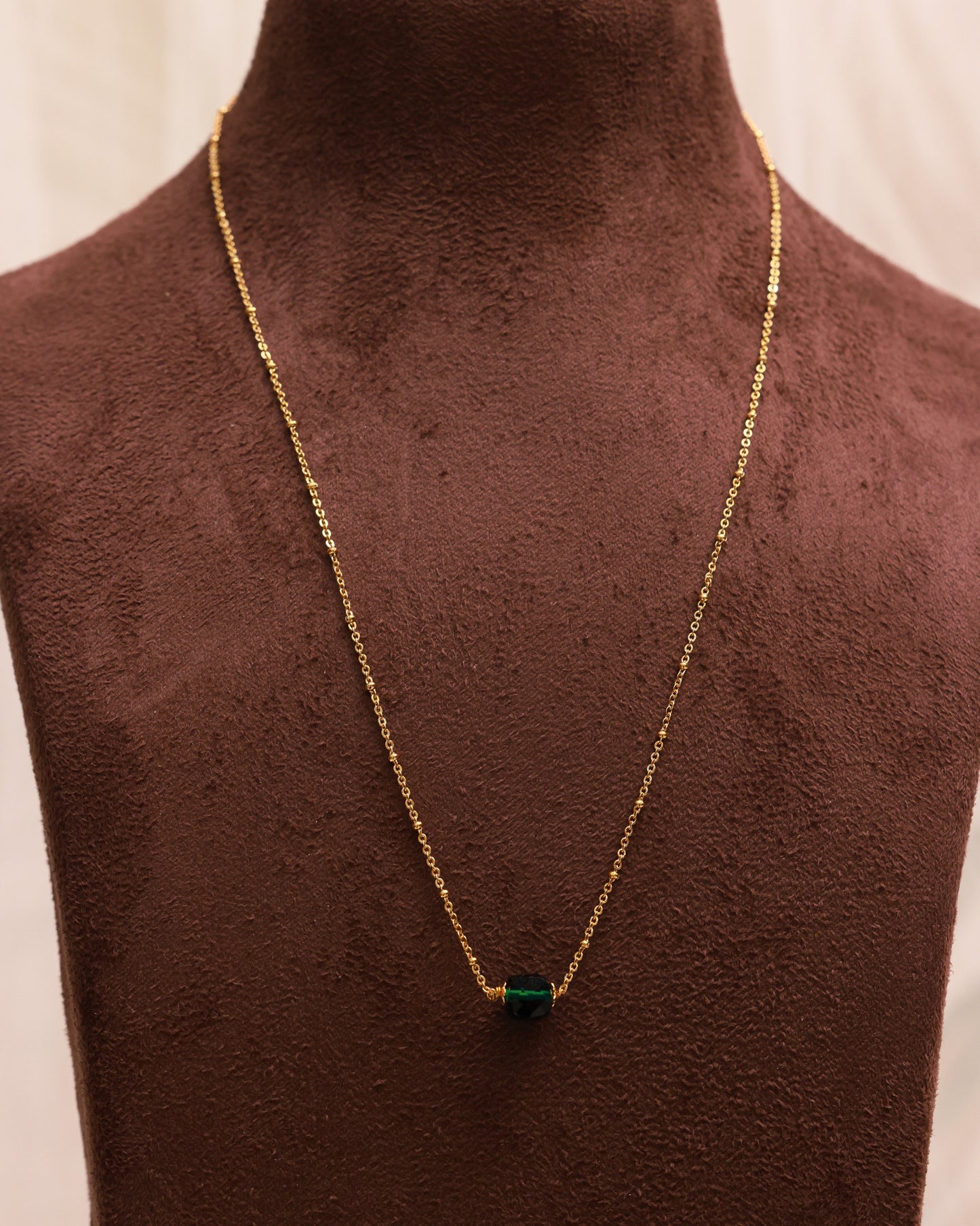 Emerald Drop Neck Chain(18") for Daily & Office Wear By Suwarnikaa Jewels