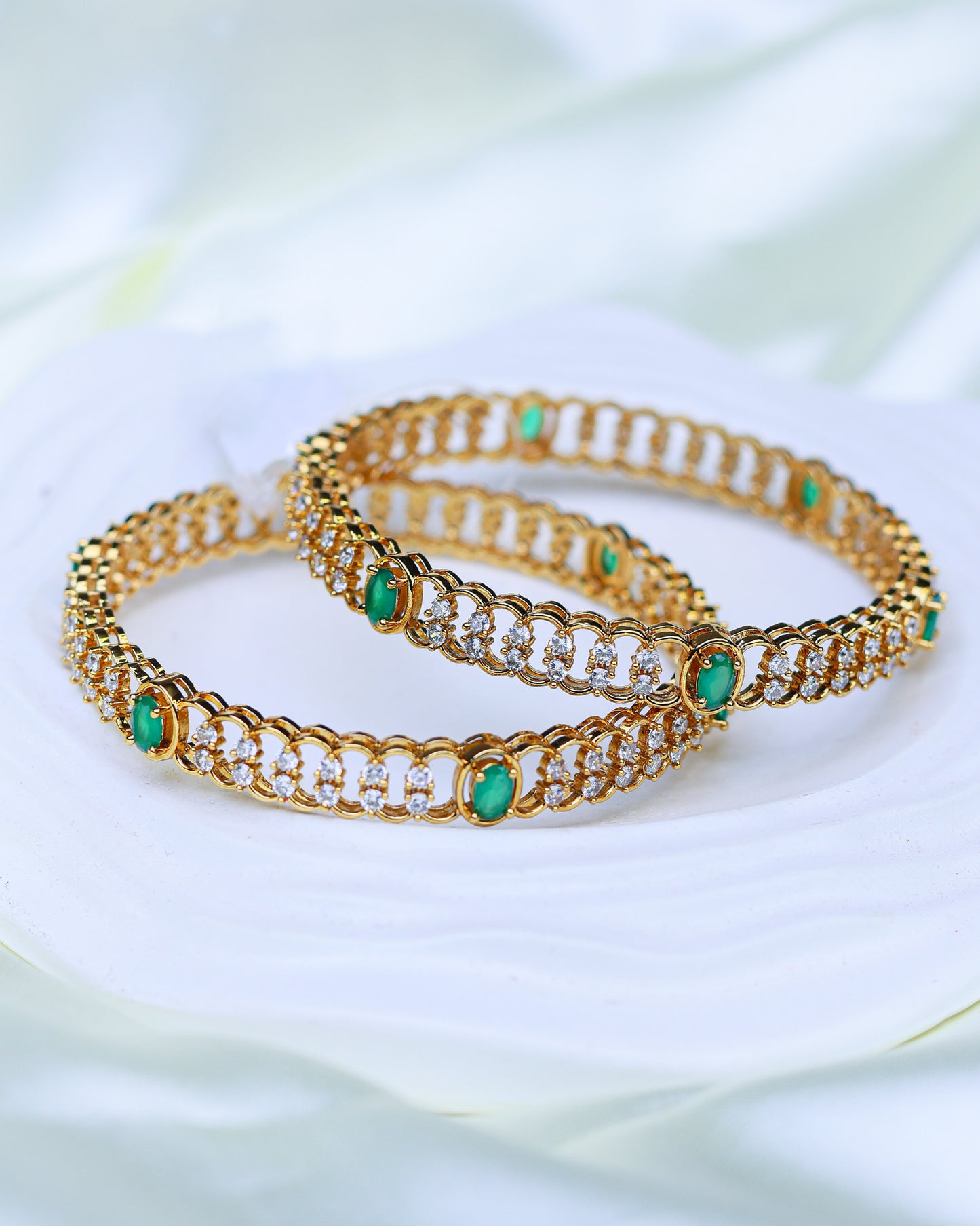 Royal Emerald Chain Bangle Premium Bangels 2.6" size
