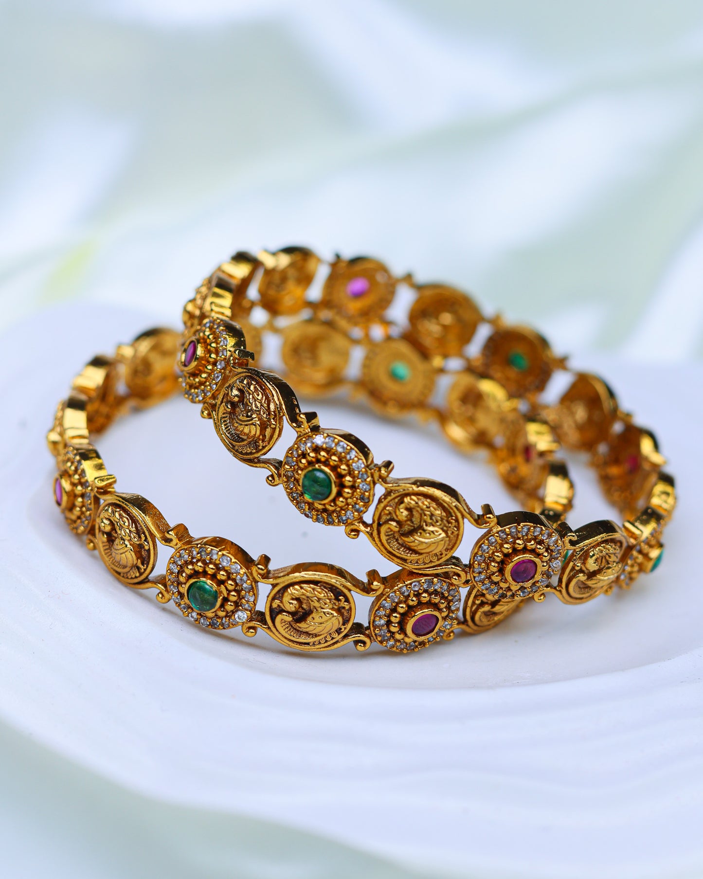 Royal Peacock Stone Bangle Premium Bangels (size 2.8")