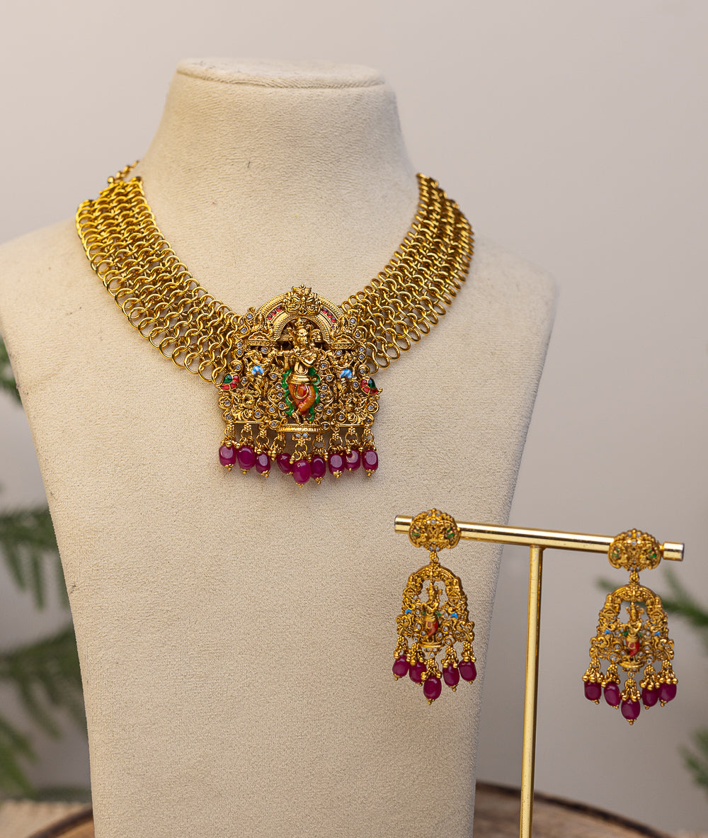 Grand Sri Krishna Meenakari choker - (Premium Masterpiece Edition) – By Suwarnikaa Jewels