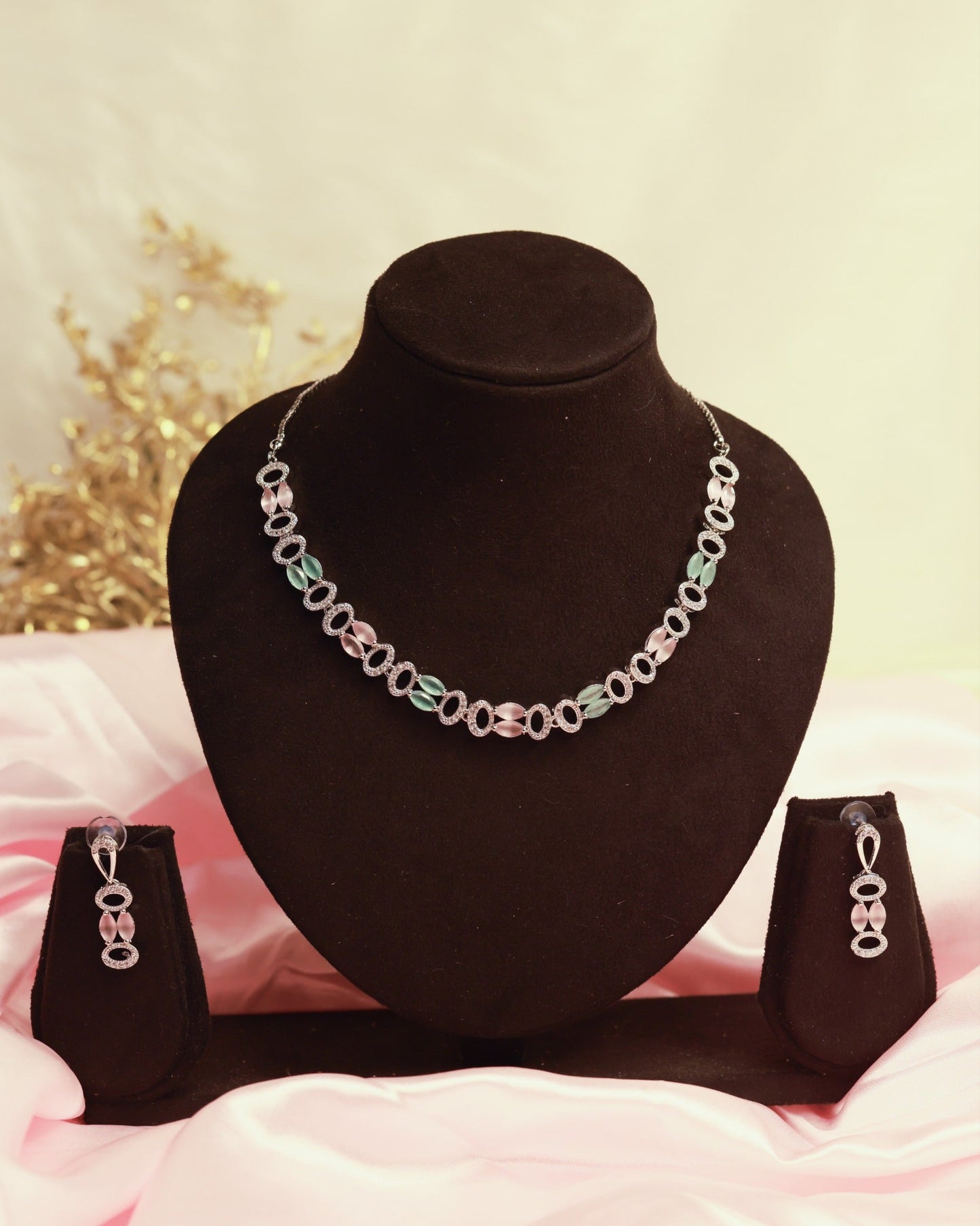 Suwarnikaa’s Crystal Fever American Diamond Necklace Set