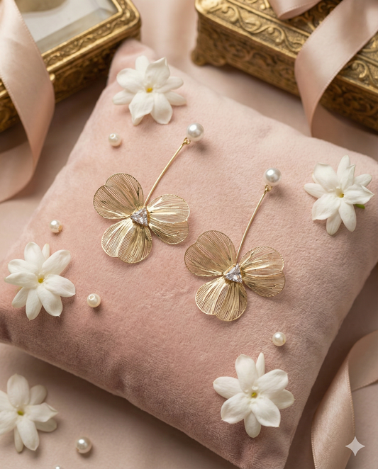 Petal & Pearl Earrings By Suwarnikaa Jewels