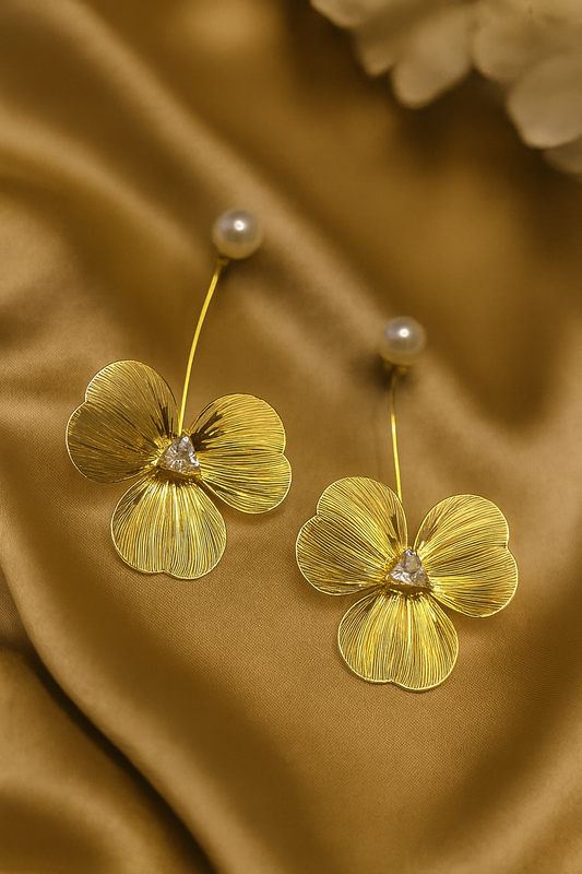 Petal & Pearl Earrings By Suwarnikaa Jewels