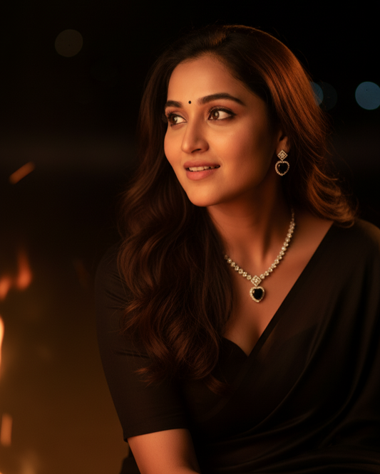 Suwarnikaa’s Love in Black american diamond set