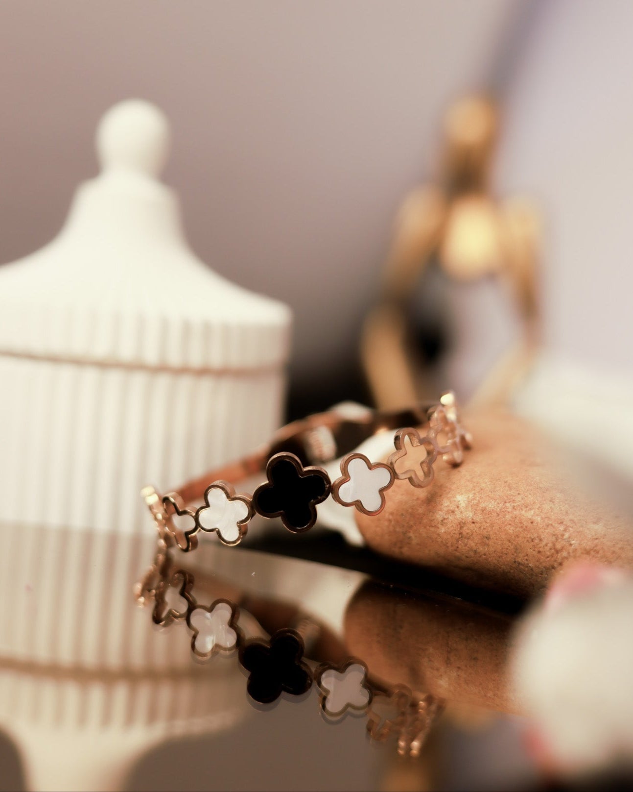 Suwarnikaa’s Clover Grace Bracelet (Anti Tarnish & Rose-Gold Polish)