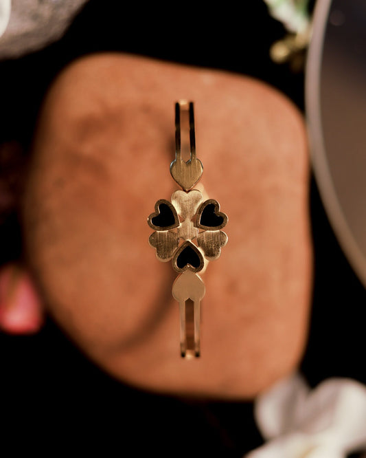 Suwarnikaa’s Heart Clover Bracelet (Anti Tarnish & Gold Polish)