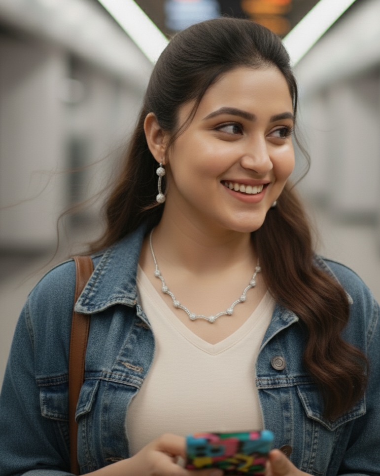 Suwarnikaa’s Tara American Diamond set