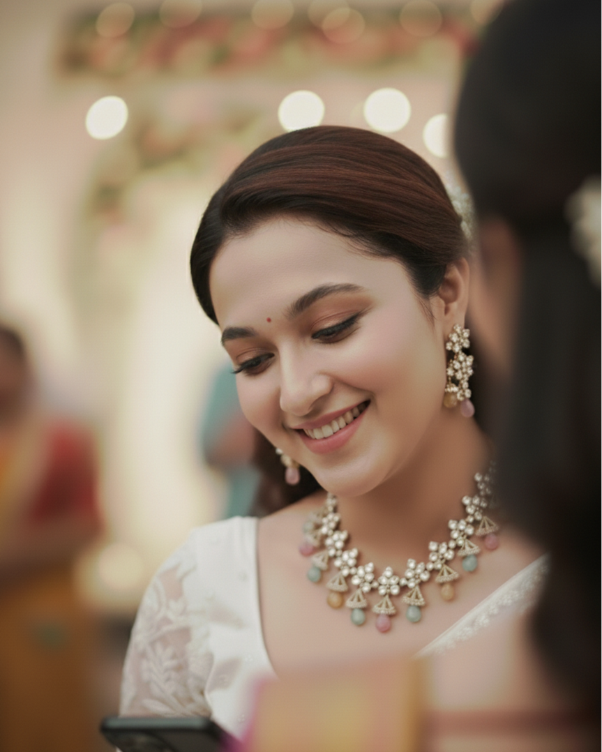 Suwarnikaa’s Queen’s Secret – Kundan & Moissanite Necklace Set