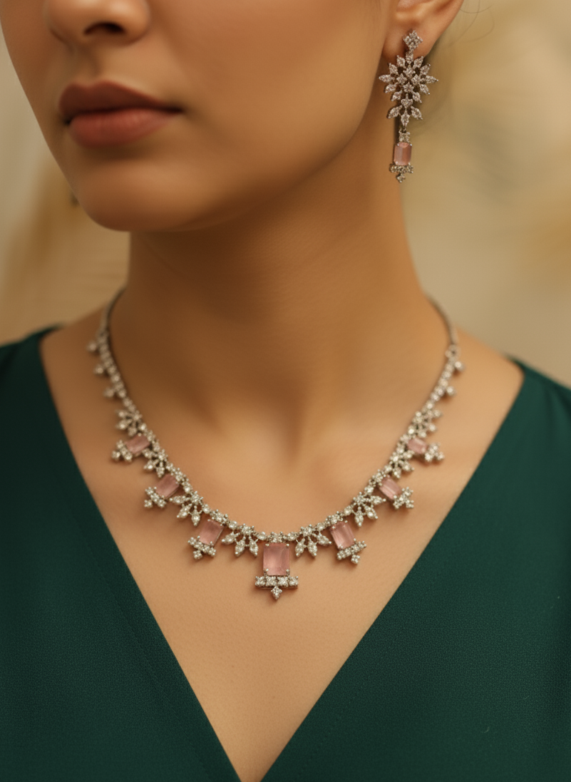 Barbie Luxe by Suwarnikaa Jewels Premium American Diamond Necklace Set