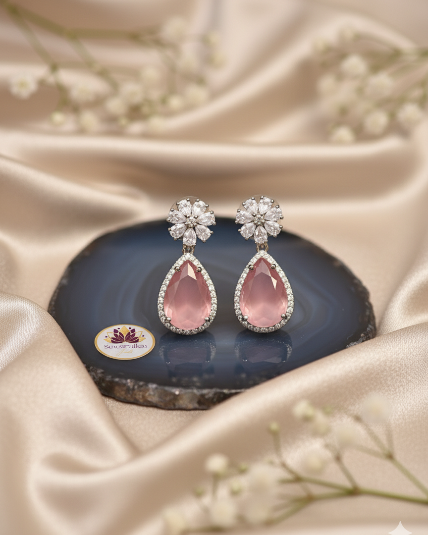 Suwarnikaa's Aurora Pink American Diamond Set