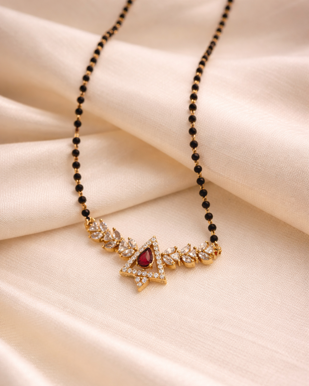 Trikon Mangalyam – Premium Gold Polish Mangalsutra by Suwarnikaa Jewels