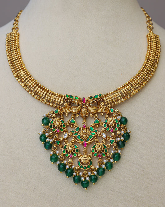Aabharana Mayura Jadau Set Temple Jewellery By Suwarnikaa Jewels