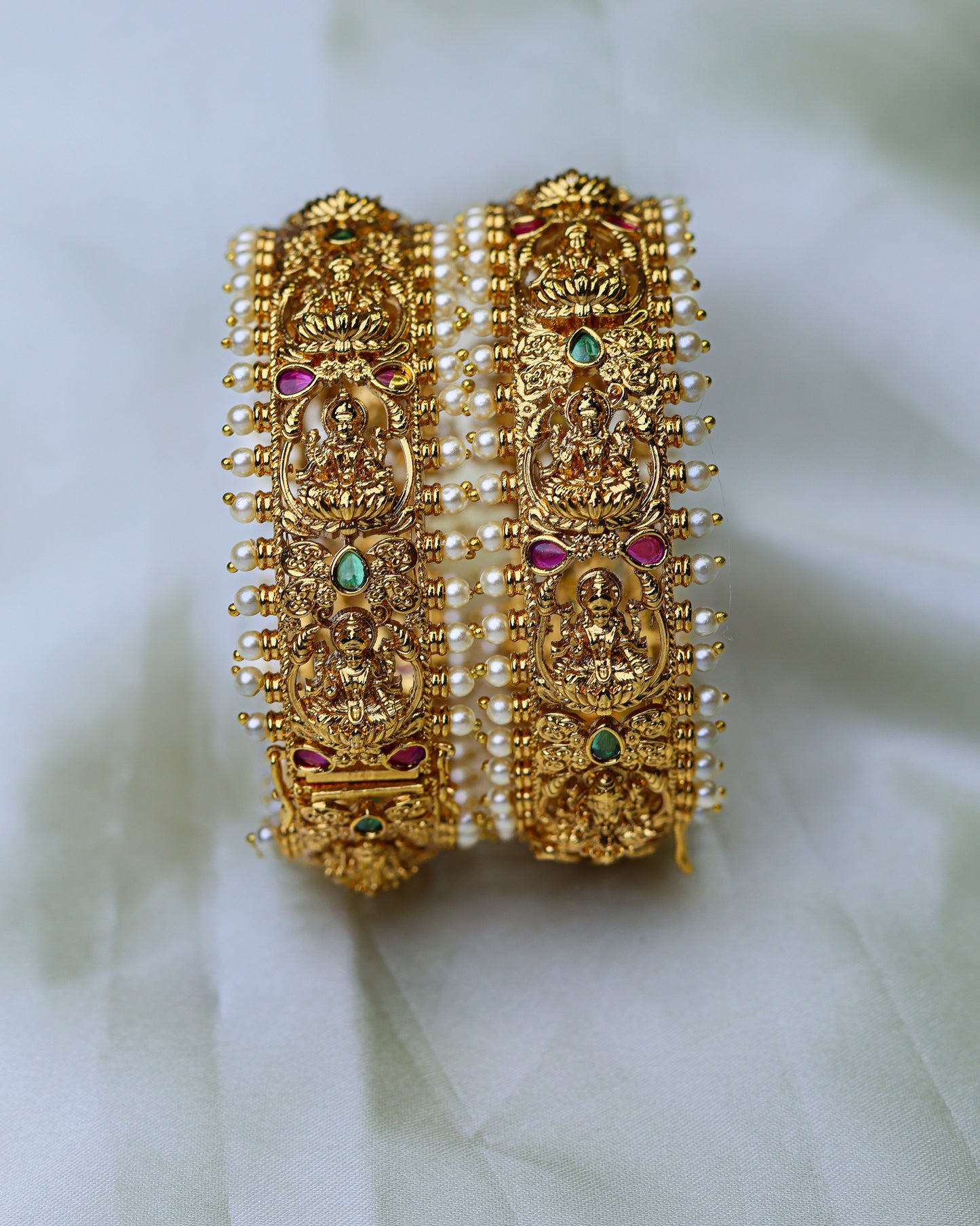 Pearl Lakshmi Divine Kada – Openable Free Size (Premium Masterpiece Edition) – By Suwarnikaa Jewels
