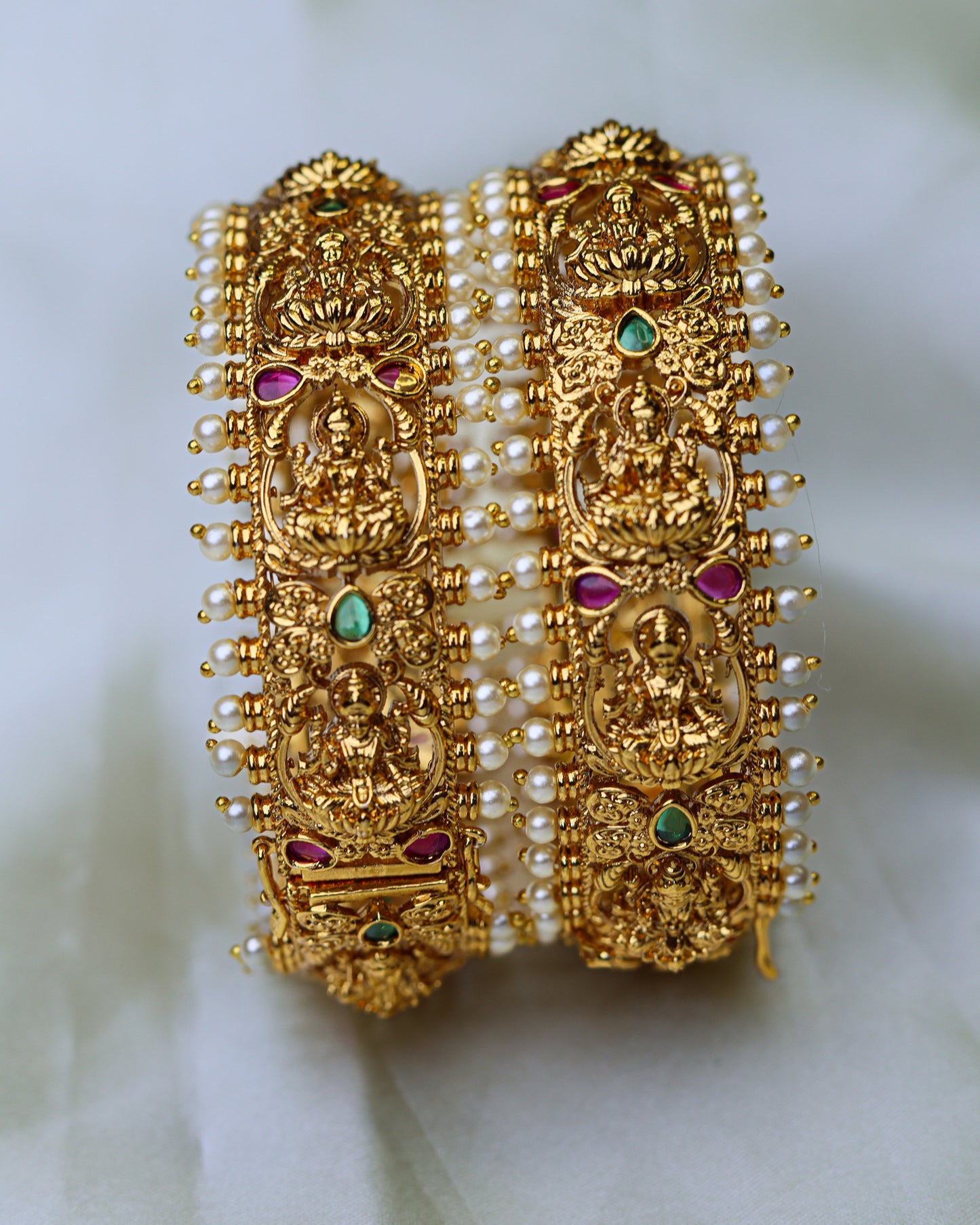 Pearl Lakshmi Divine Kada – Openable Free Size (Premium Masterpiece Edition) – By Suwarnikaa Jewels