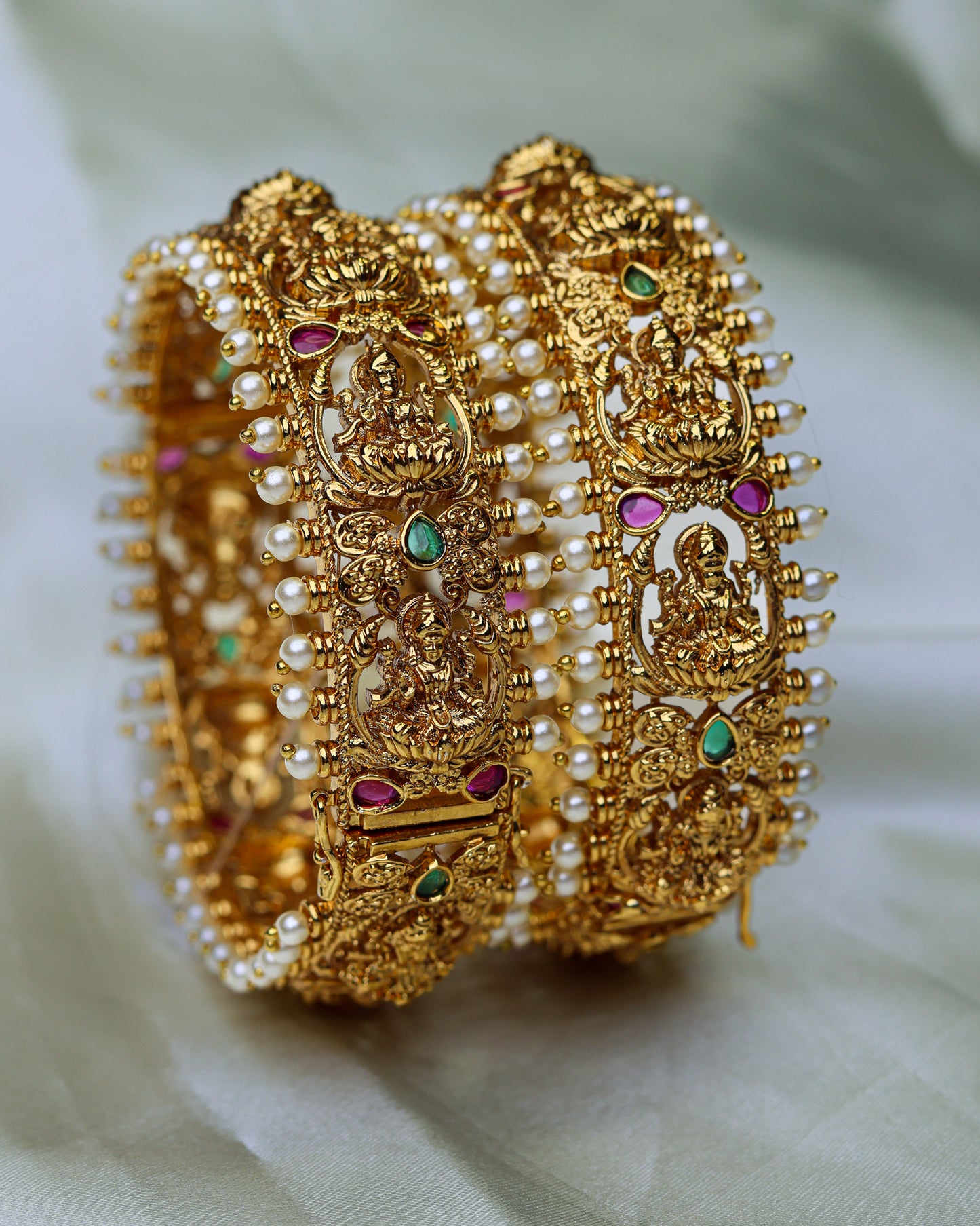 Pearl Lakshmi Divine Kada – Openable Free Size (Premium Masterpiece Edition) – By Suwarnikaa Jewels