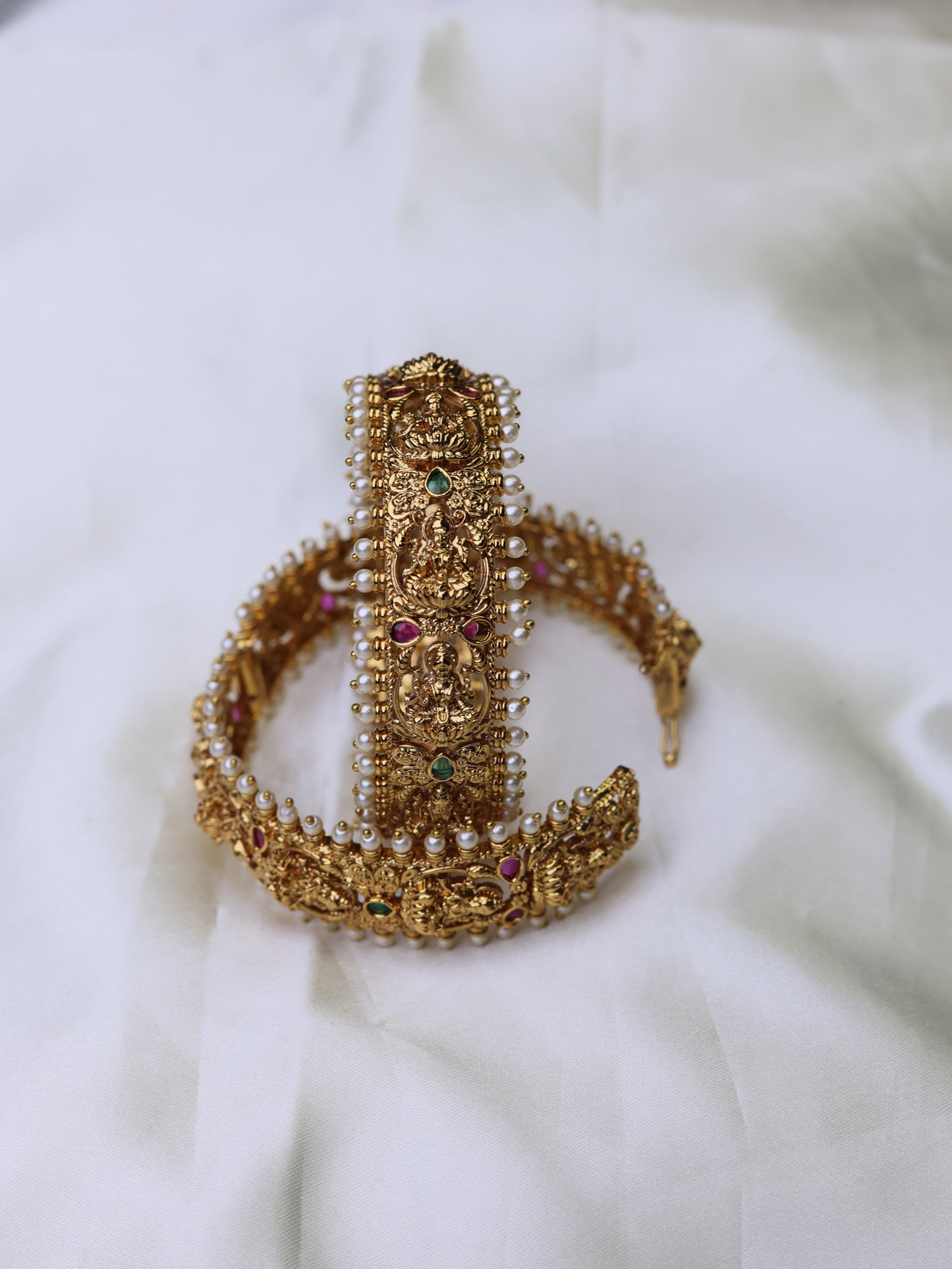 Pearl Lakshmi Divine Kada – Openable Free Size (Premium Masterpiece Edition) – By Suwarnikaa Jewels