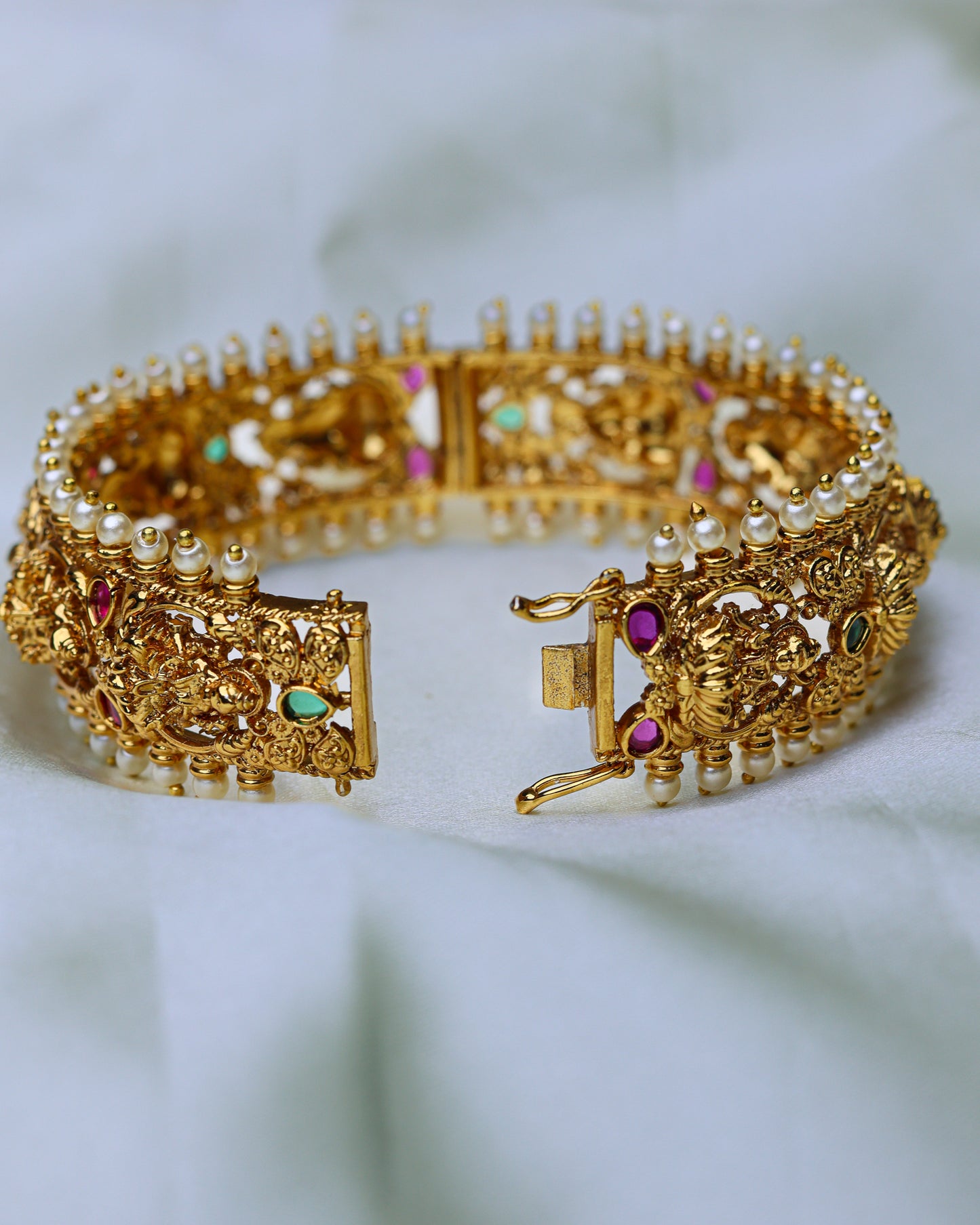 Pearl Lakshmi Divine Kada – Openable Free Size (Premium Masterpiece Edition) – By Suwarnikaa Jewels