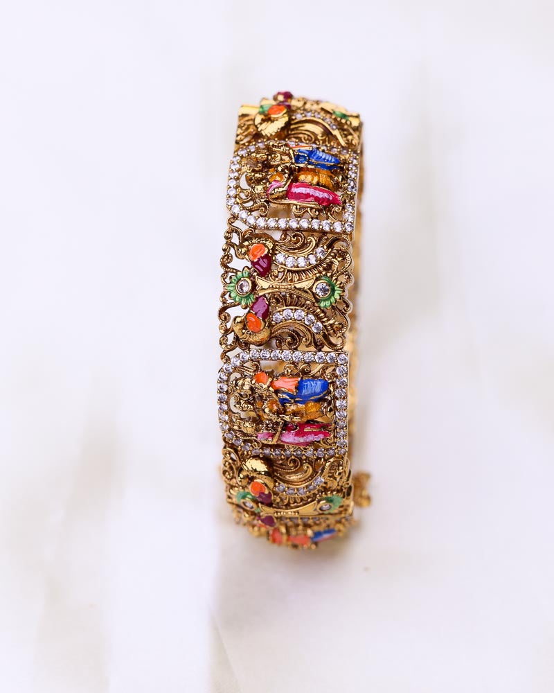 Sreedevi Kalyanam Meenakari Bangles single kada (openable) free size- (Premium Masterpiece Edition) – By Suwarnikaa Jewels (Copy)