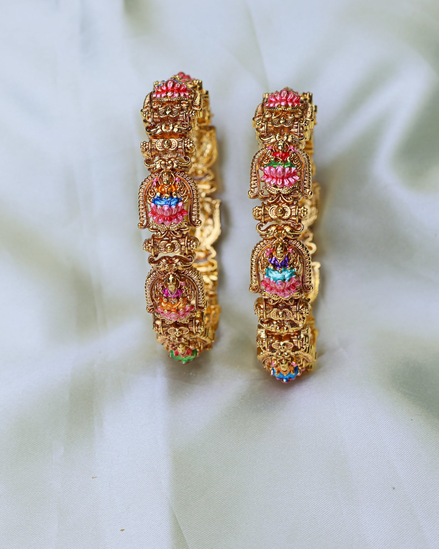 Lotus Lakshmi Divine Kada ( 2 bangles) – Openable Free Size 2.6" (Premium Masterpiece Edition) – By Suwarnikaa Jewels