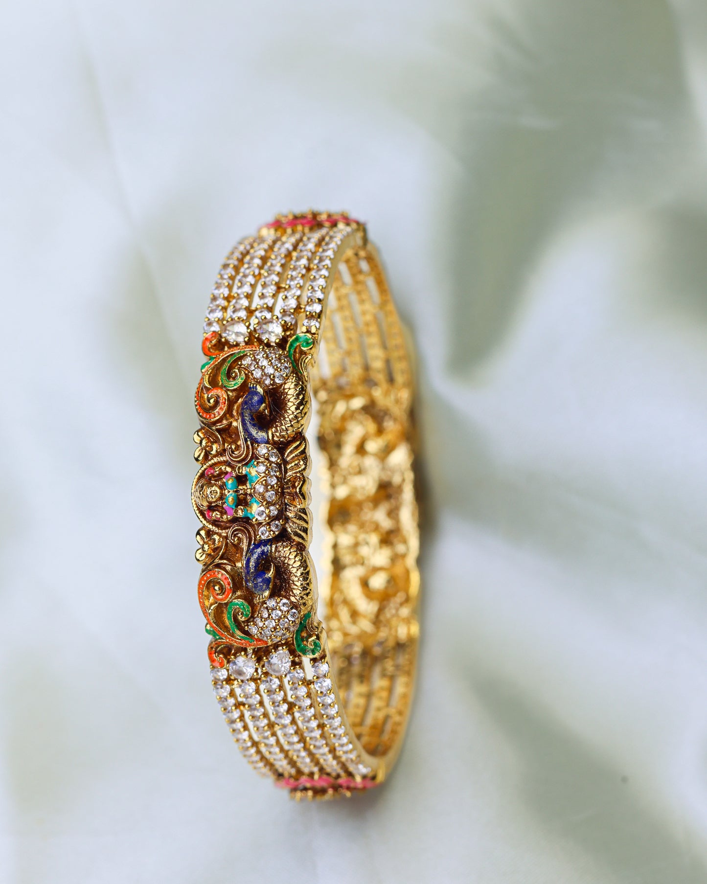 Peacock Lakshmi Royal Kada – 2.8" (Premium Masterpiece Edition) – By Suwarnikaa Jewels