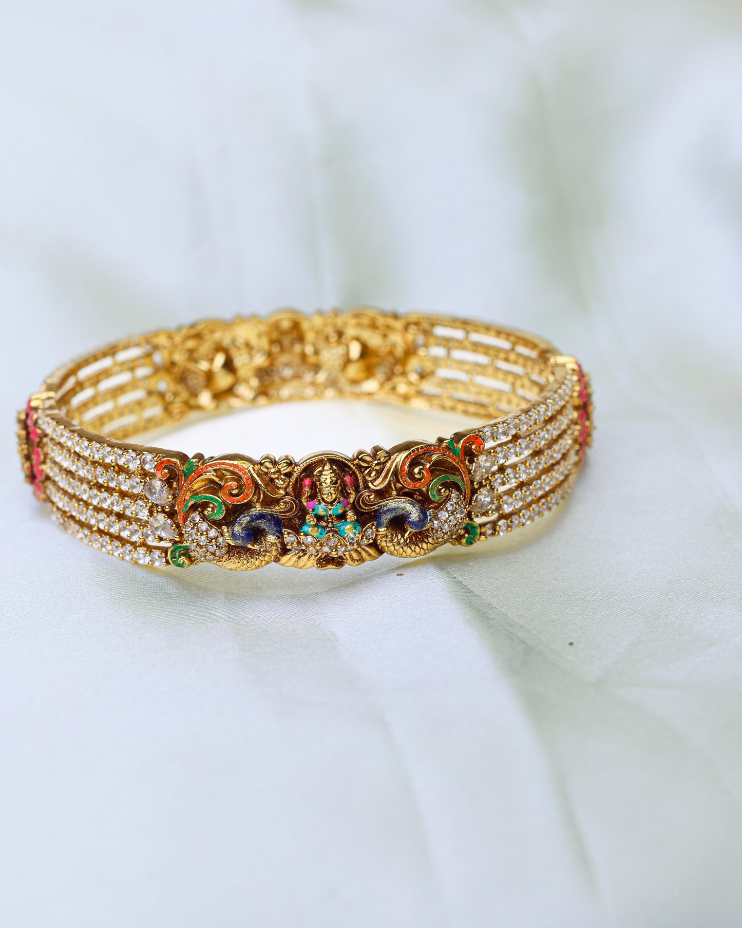 Peacock Lakshmi Royal Kada – 2.8" (Premium Masterpiece Edition) – By Suwarnikaa Jewels