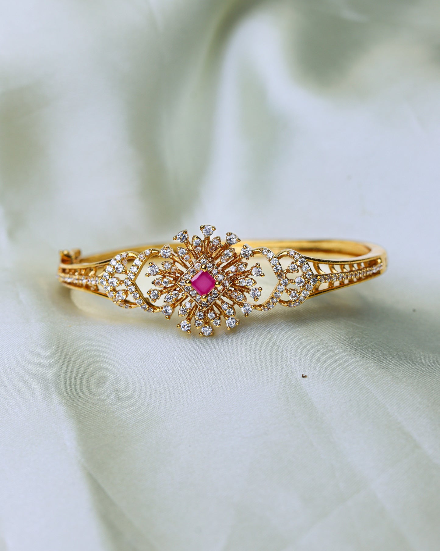 Ruby Floral Grace Kada – Openable Free Size – By Suwarnikaa Jewels
