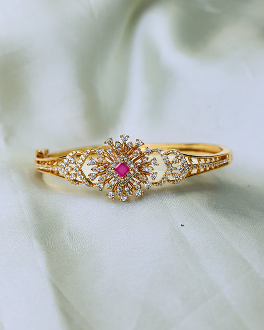 Ruby Floral Grace Kada – Openable Free Size – By Suwarnikaa Jewels