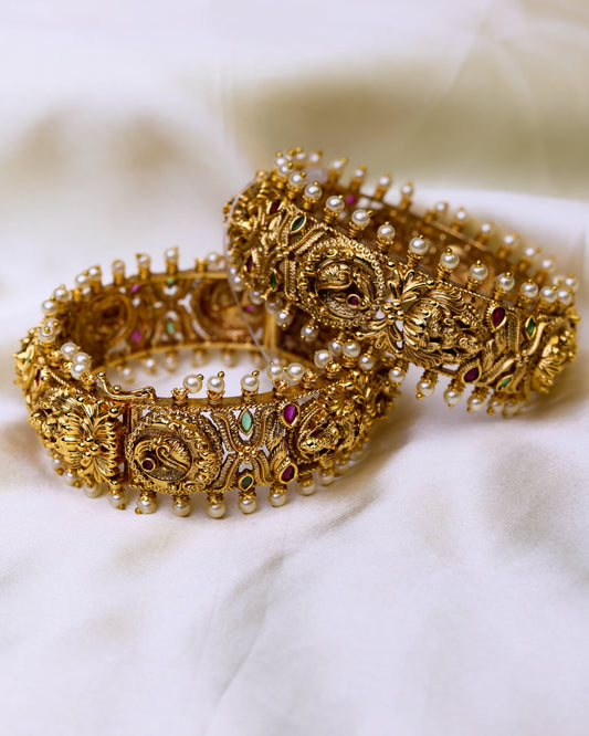 Pearl Peacock Heritage Kada ( openable ) Fits to 2.4 & 2.6" size