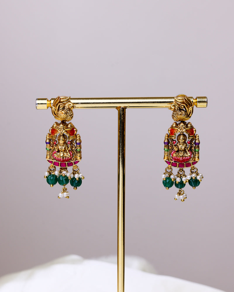 Aishwarya Lakshmi Temple Meenakari Haram  (ruby - emerald) - (Premium Masterpiece Edition) – By Suwarnikaa Jewels
