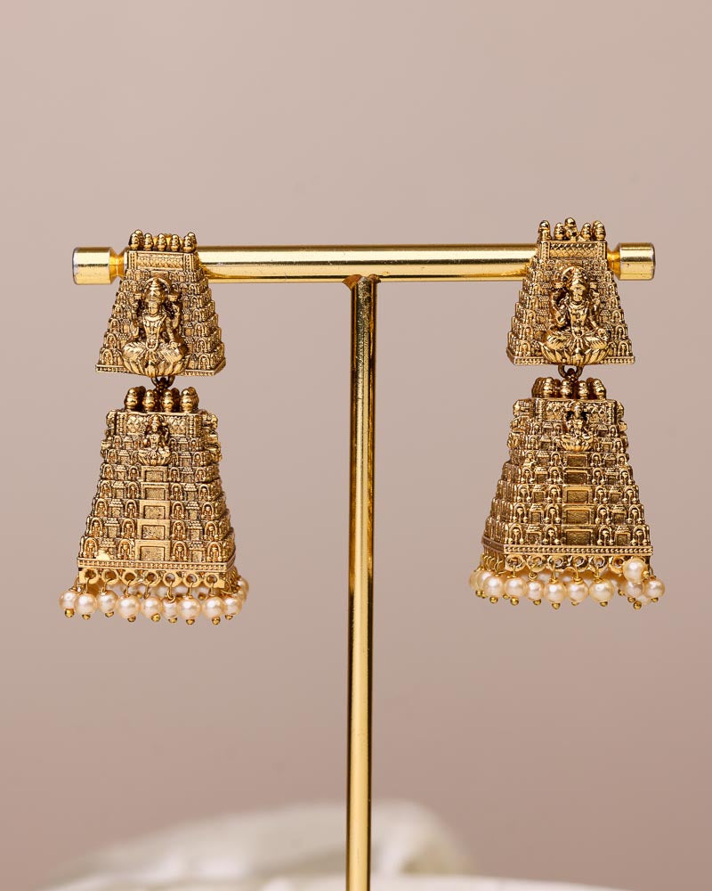 Suwarna Gopura  premium Gold Polished Earings by Suwarnikaa jewels