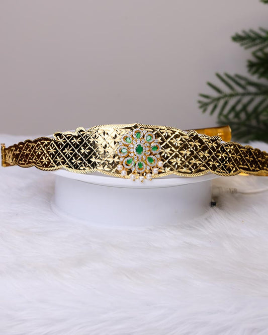 Swarna Prabha Emerald Vaddanam _ Premium Quality Hip Belt by Suwarnikaa jewels