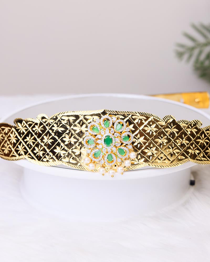 Swarna Prabha Emerald Vaddanam _ Premium Quality Hip Belt by Suwarnikaa jewels
