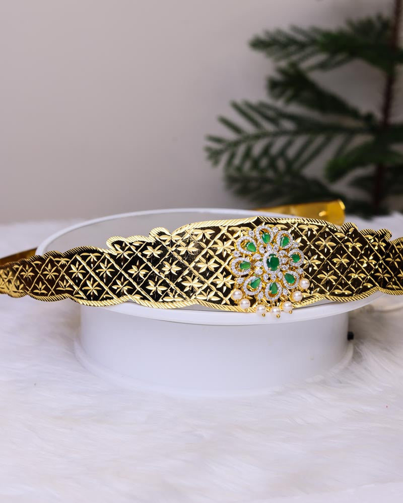 Swarna Prabha Emerald Vaddanam _ Premium Quality Hip Belt by Suwarnikaa jewels
