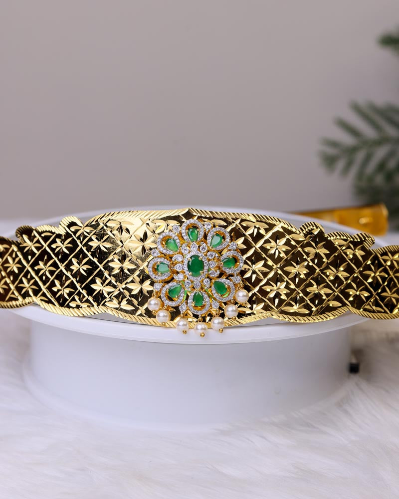 Swarna Prabha Emerald Vaddanam _ Premium Quality Hip Belt by Suwarnikaa jewels